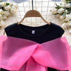 Colorful Lace Bow-tie Bottoming Sweater