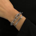 Rhinestone Studded U-Button Bracelet