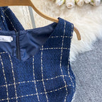 Tweed Plaid Blazer&Skirt 2Pcs
