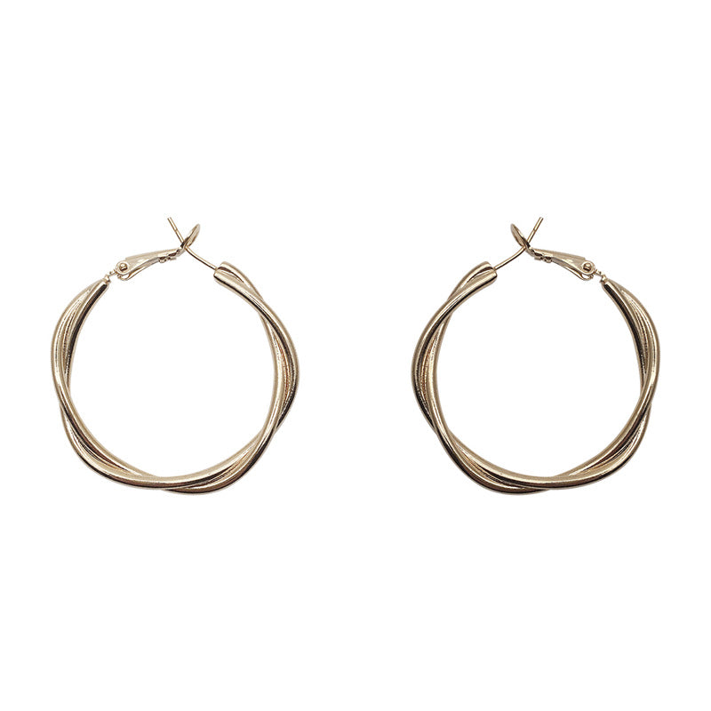 Silver Needle Twisted Plait Earrings