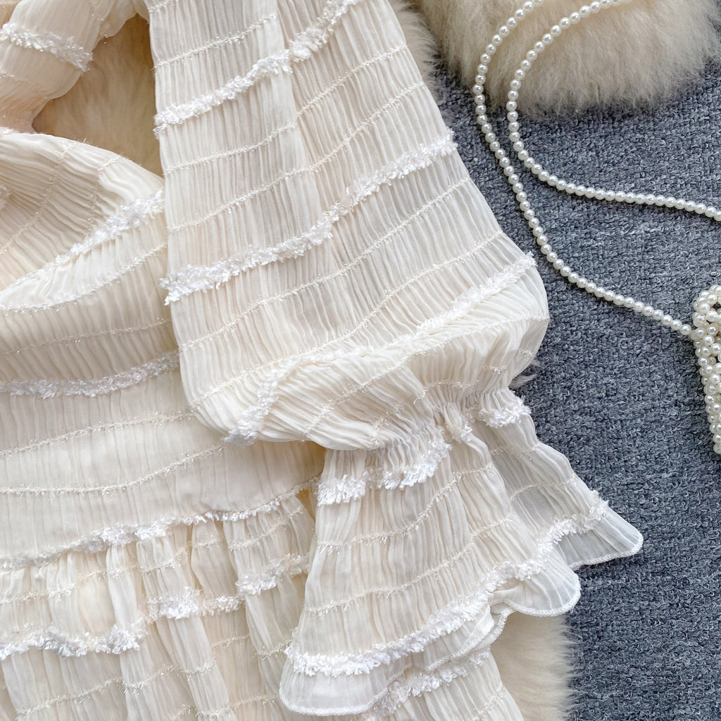 Beaded Ruffled French Style Dress