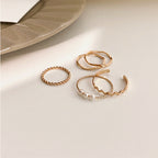 Pearl Wave Metal Ring 5Pcs Set