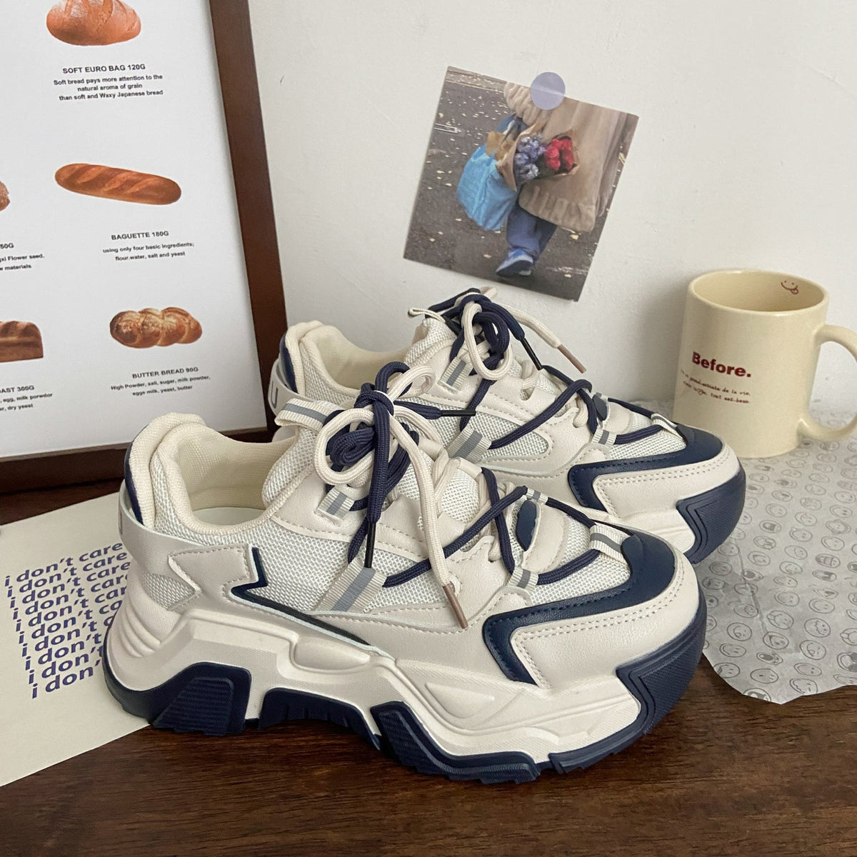 Vintage Heightened Double-mesh Chunky Sneakers