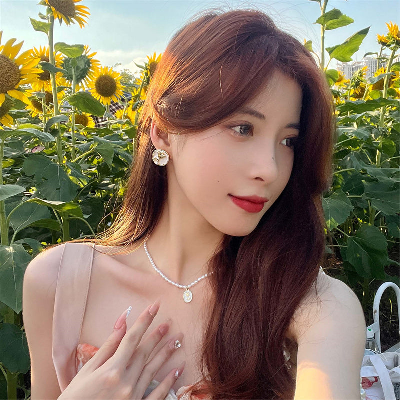 French Style Rose Necklace&Earrings