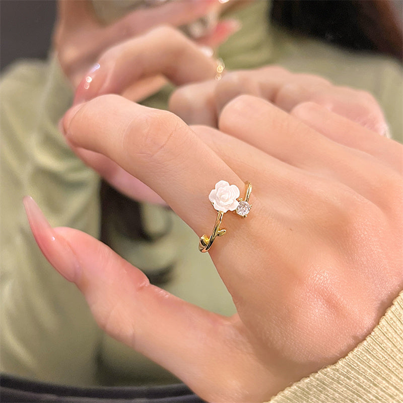 Camellia Flower Unsealed Ring