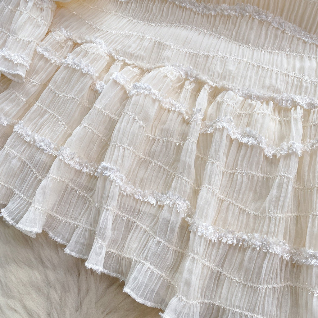 Beaded Ruffled French Style Dress