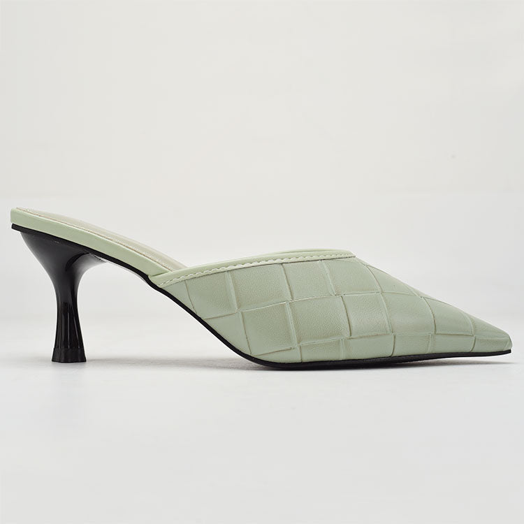 Stone Stiletto Slippers With Pointed Toes