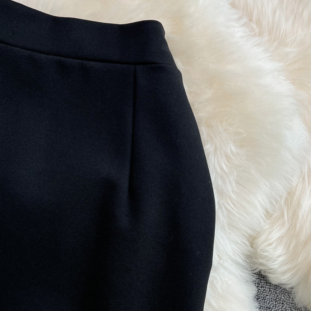 Patchwork Tasseled Slim Fit Skirt