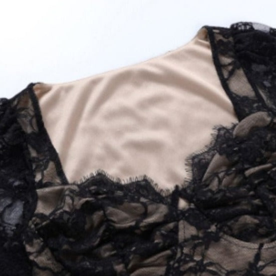 Niche Embroidered Black Mesh Top