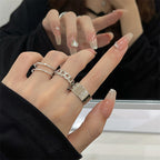 Japanese Style Silver Rings 3Pcs