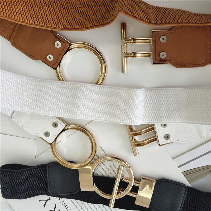 Gold T-Buckle Vintage Stretch Belt