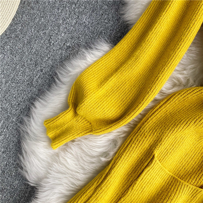 Turtleneck Long Sleeve Knitted Sweater Dress