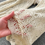 Crochet Sleeveless Cardigan&Trousers Knitted 2Pcs