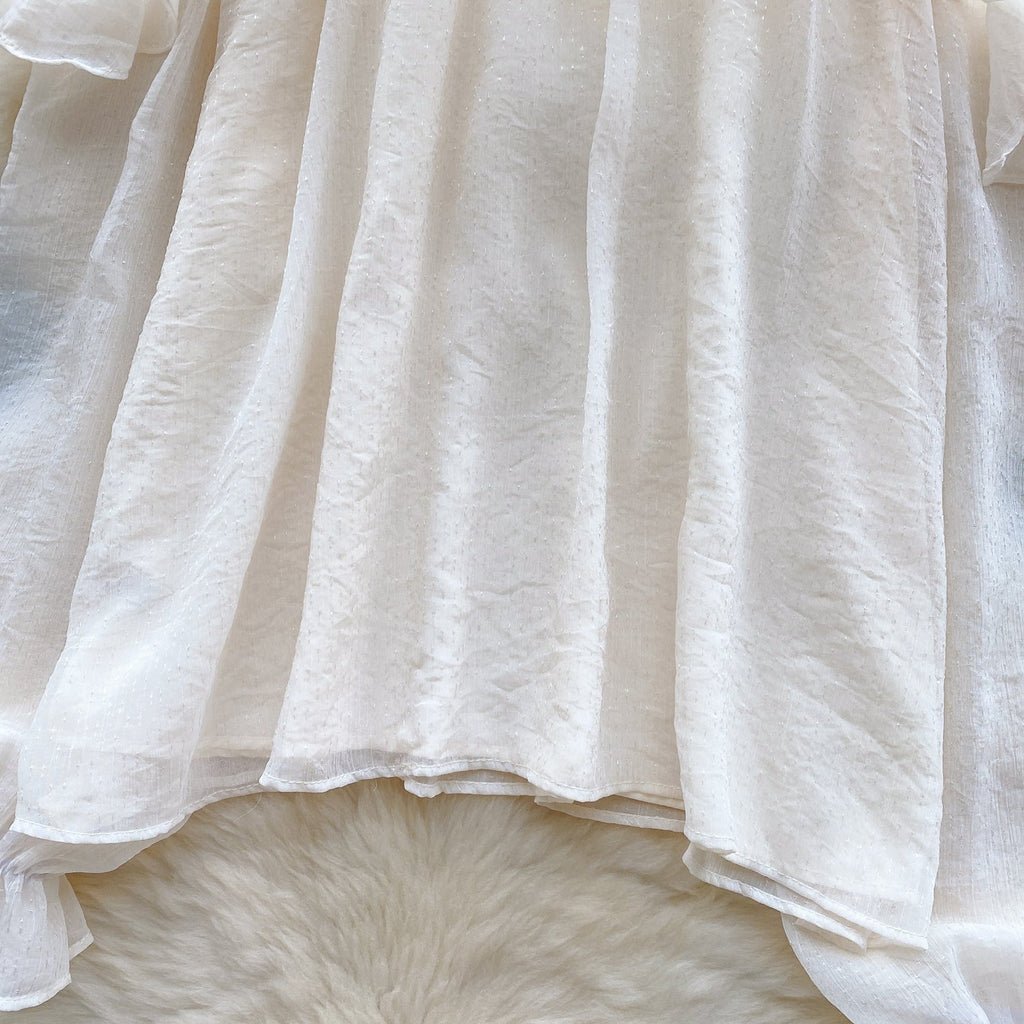 Beaded Bow-tie Pleated Glowing Shirt