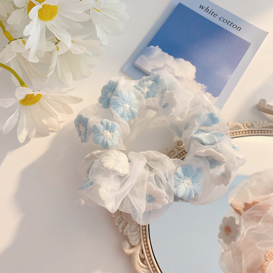 Embroidered Floral Organza Hair Cord