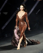 Louisa Brown Sequin Maxi Dress