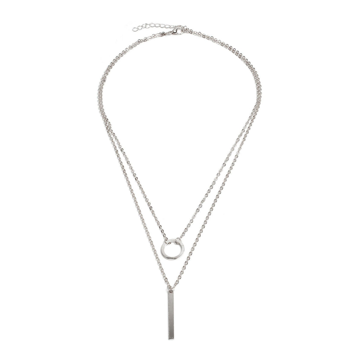 Metal Bar Tassel Layered Necklace