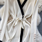 Color Blocking Knitted Cardigan Dress