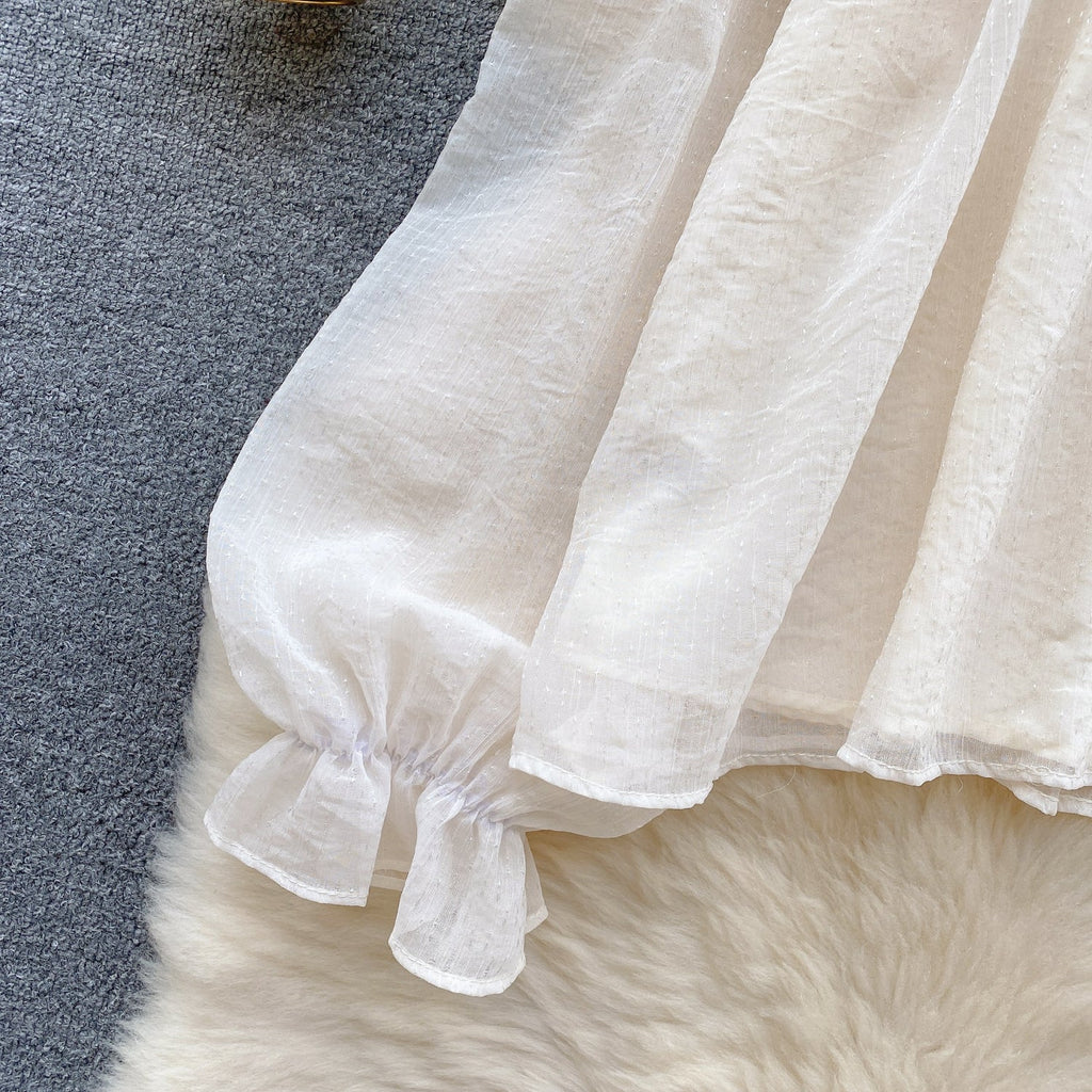 Beaded Bow-tie Pleated Glowing Shirt