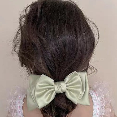 Satin Bow Ribbon Spring Hair Clip