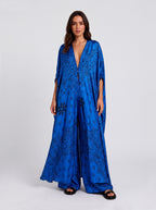 Paisley Print Two-Piece Set / Batwing Deep-V Kaftan Top With Wide-Leg Pants Set / Resort Wear Beach Set