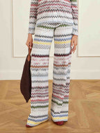 Geometric Zigzag Print Wide-Leg Pants