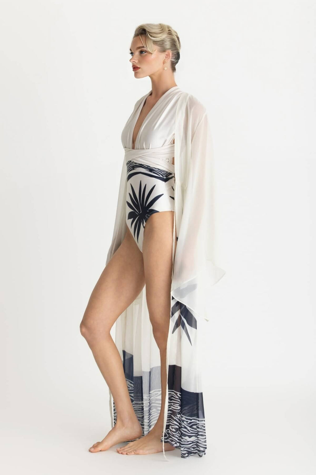 Sexy Palm Tree Print One-Piece Swimsuit