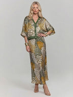 Retro Scale Print Satin Printed Skirt