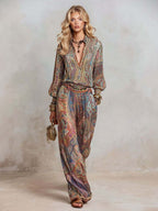 Retro Paisley Print Two-Piece Set