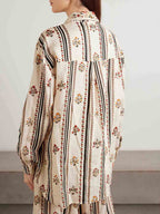 Bohemian Printed Striped Wide Leg Pants