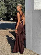 Elegant Satin Neck Mermaid Maxi Dress
