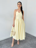 Elegant Strapless A-line Party Midi Dress