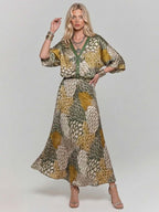 Retro Scale Print Satin Printed Skirt