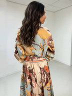 Retro Map Print Maxi Skirt
