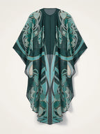 Unique Art Nouveau Printed Tulle Shawl Dress Set