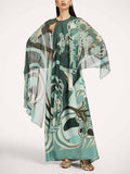 Unique Art Nouveau Printed Tulle Shawl Dress Set