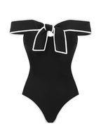 Sexy Strapless Black And White Colorblock One-Piece Swimsuit