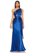 Solid One Shoulder Cut Out Maxi Dress