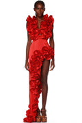 3D Flower Solid Two Piece Swimsuit Set