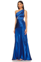 Solid One Shoulder Cut Out Maxi Dress