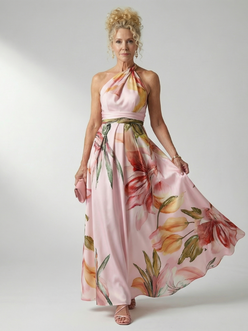 Camila | Halter Maxi Dress - Lightweight Floral