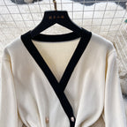 Color Blocking Knitted Cardigan Dress