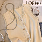 Chic Furry Edge Sleeveless Cardigan