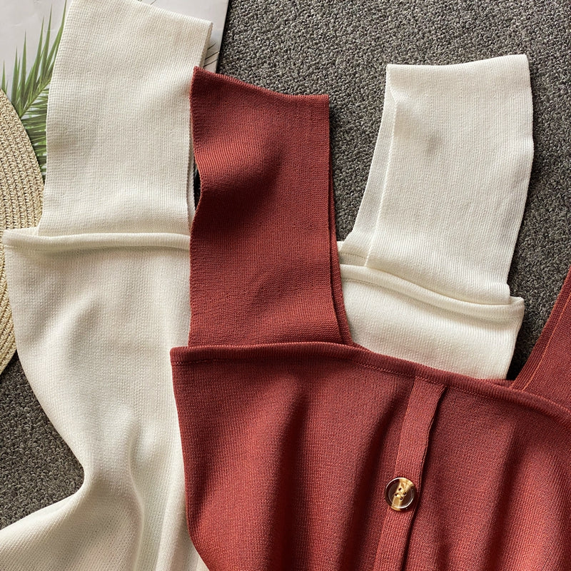 Thin Sleeveless Knit Top With Wide Straps