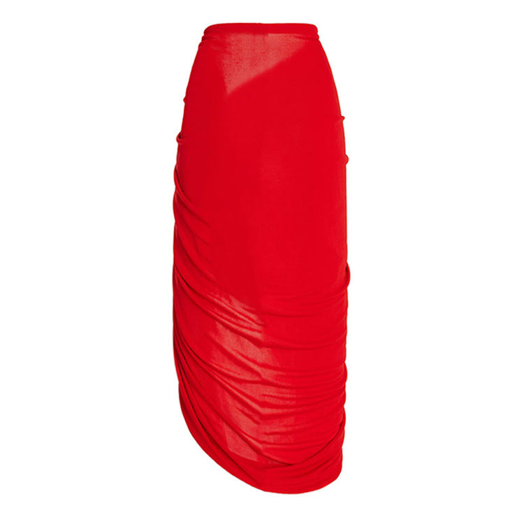 Solid Color Off-shoulder Swimwear&Knotted Skirt