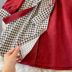 Tweed Panel Plaid Fake Two Piece Dress