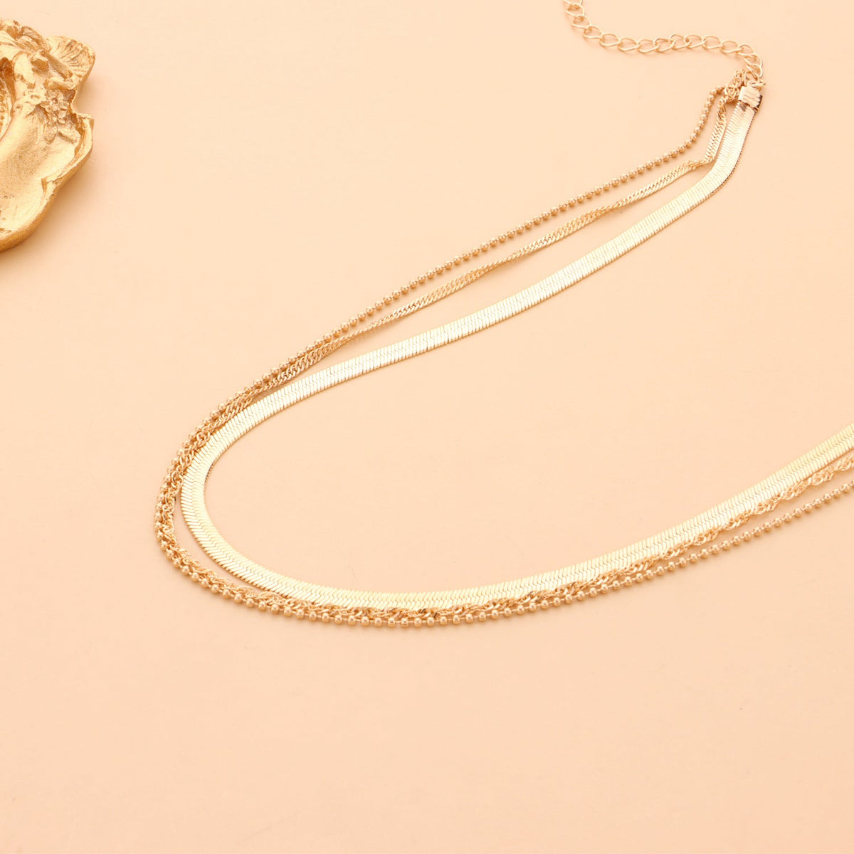 Snake Bone Bead Layered Necklace