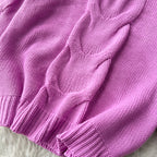 Purple Loose-fitting Long Sweater