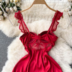 Backless Lace Patchwork Slip Dress