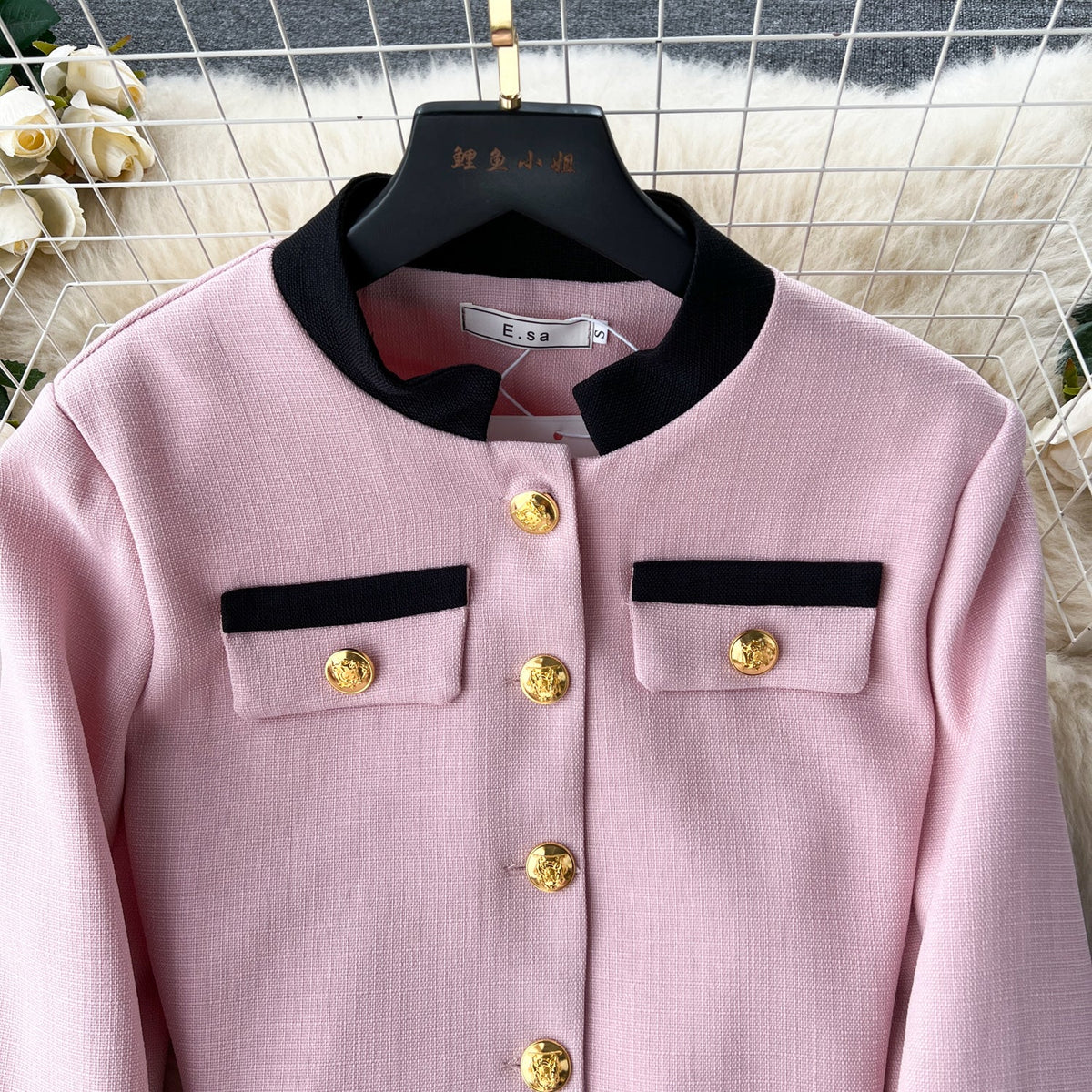 Round Neck Blazer&Skirt Elegant 2Pcs